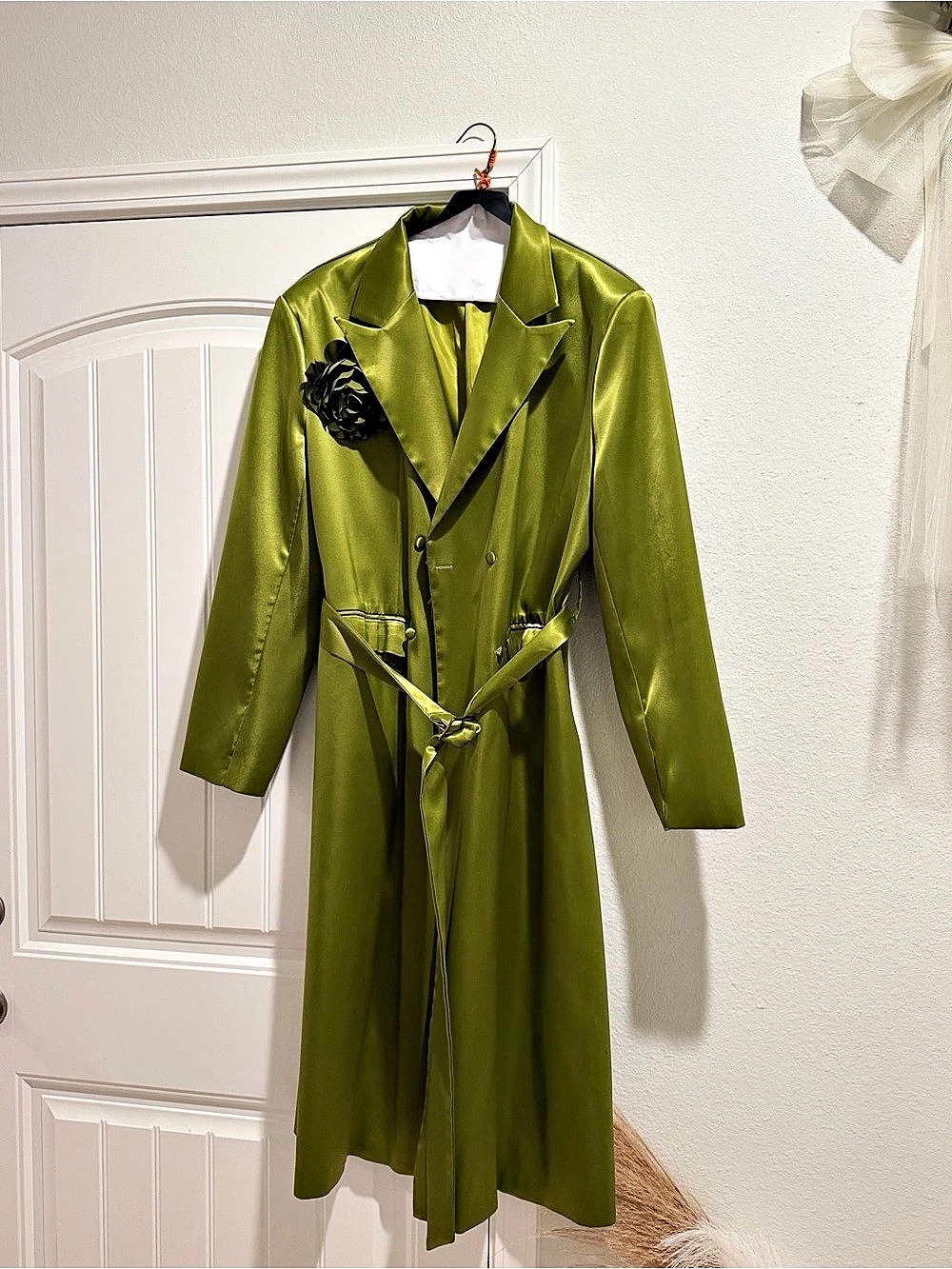 Green Belted Trench Coat Like New